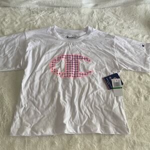 NWT new Champion Checkered Logo T-Shirt Size Youth Large L